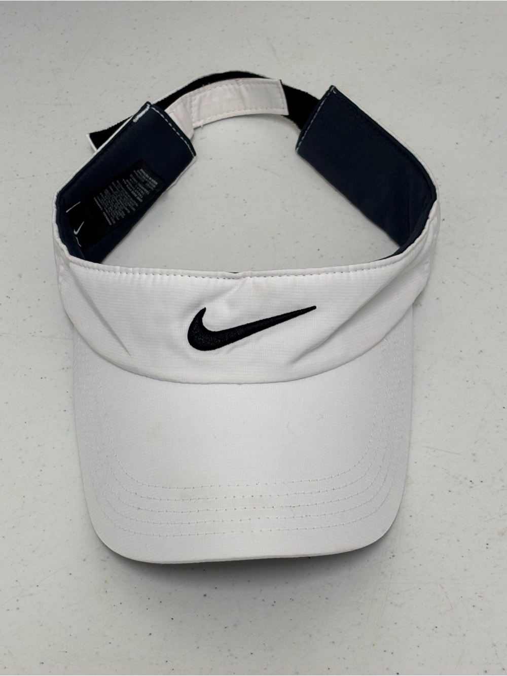 Nike White Visor with Black Swoosh
